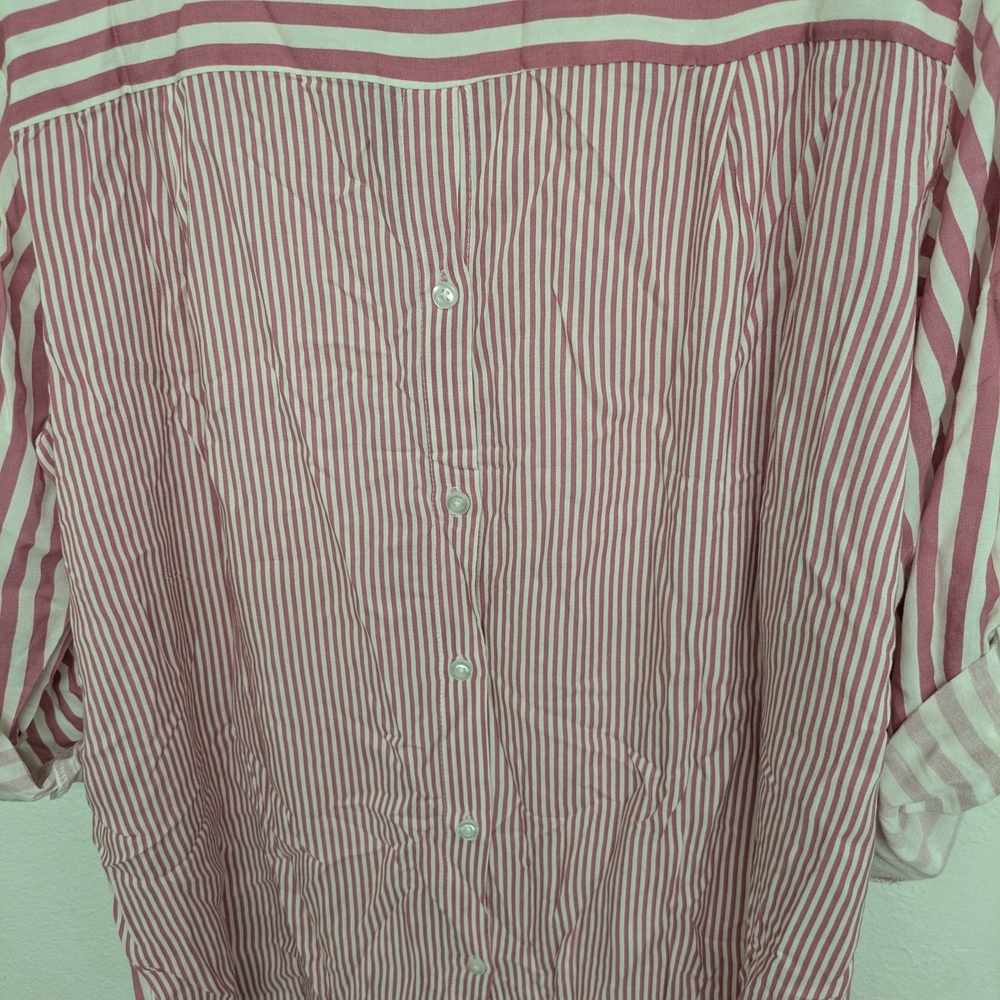 Cato Pink and White Striped Button-Down Shirt - Picture 6 of 8